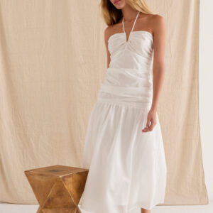 Rayna Shirred Halter Tencel Midi Dress