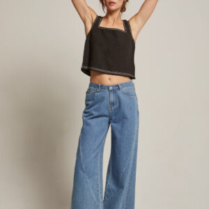 Alternative view of Taby Contrast Stitch Linen Top