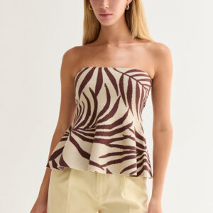 Alternative view of Ayanna Leaf Print Jacquard Knit Peplum Top