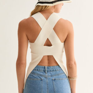 Sofie Cross Back Cut Out Knit Top