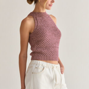 Alternative view of Jemma Basket Weave Halter Knit Top