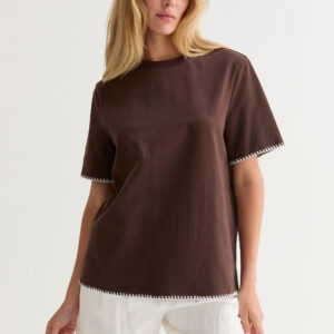 Olivia Blanket Stitch Boxy T-Shirt