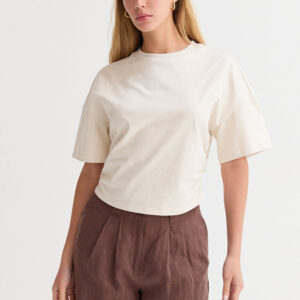 Suzy Semi Cropped Ruched Knit Top